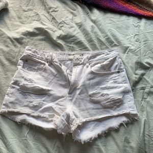 white garage jean shorts